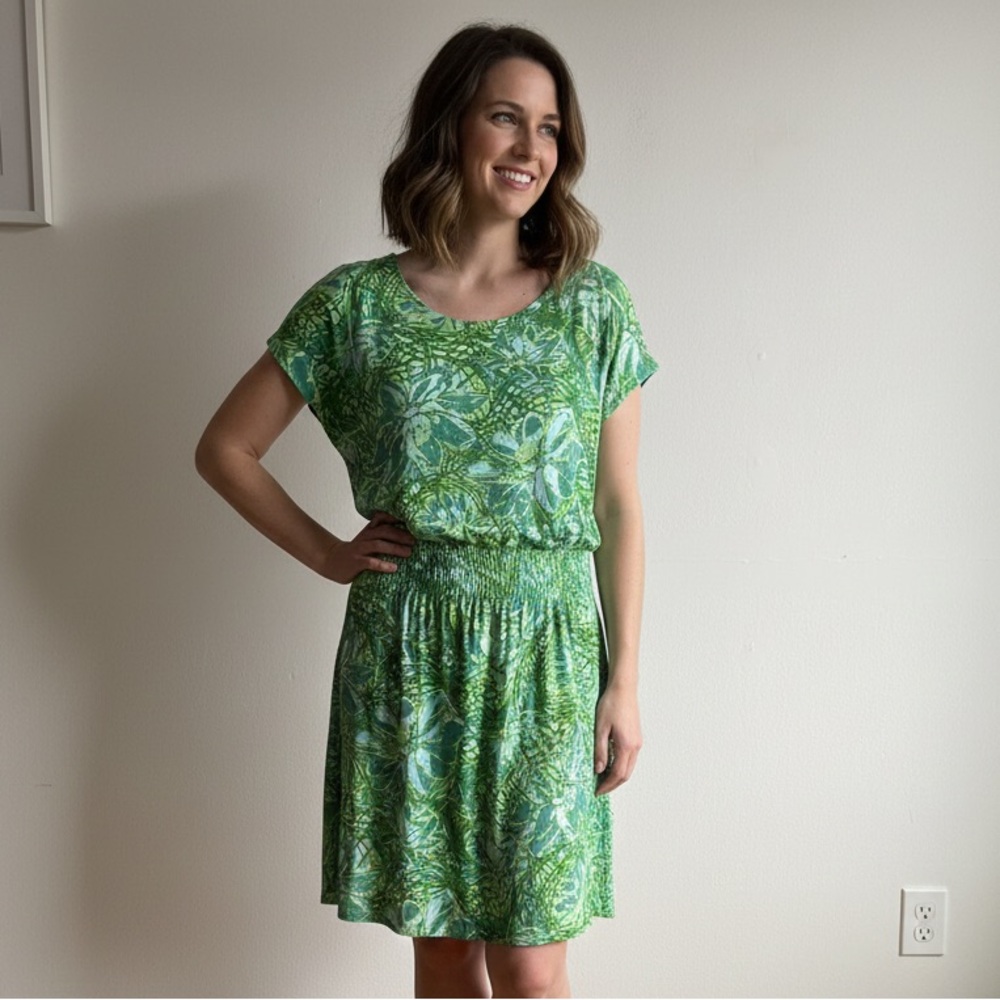 Lilly Pulitzer Sz S Floral Green Tropical Relaxed Casual Dress